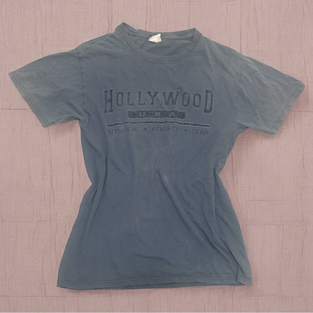 Retro 90s Fruit of the Loom Dusty Blue Authentic Hollywood Graphic T-Shirt